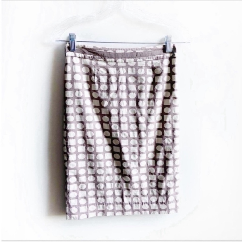 Boden Modern pencil skirt purple vintage geo print gray